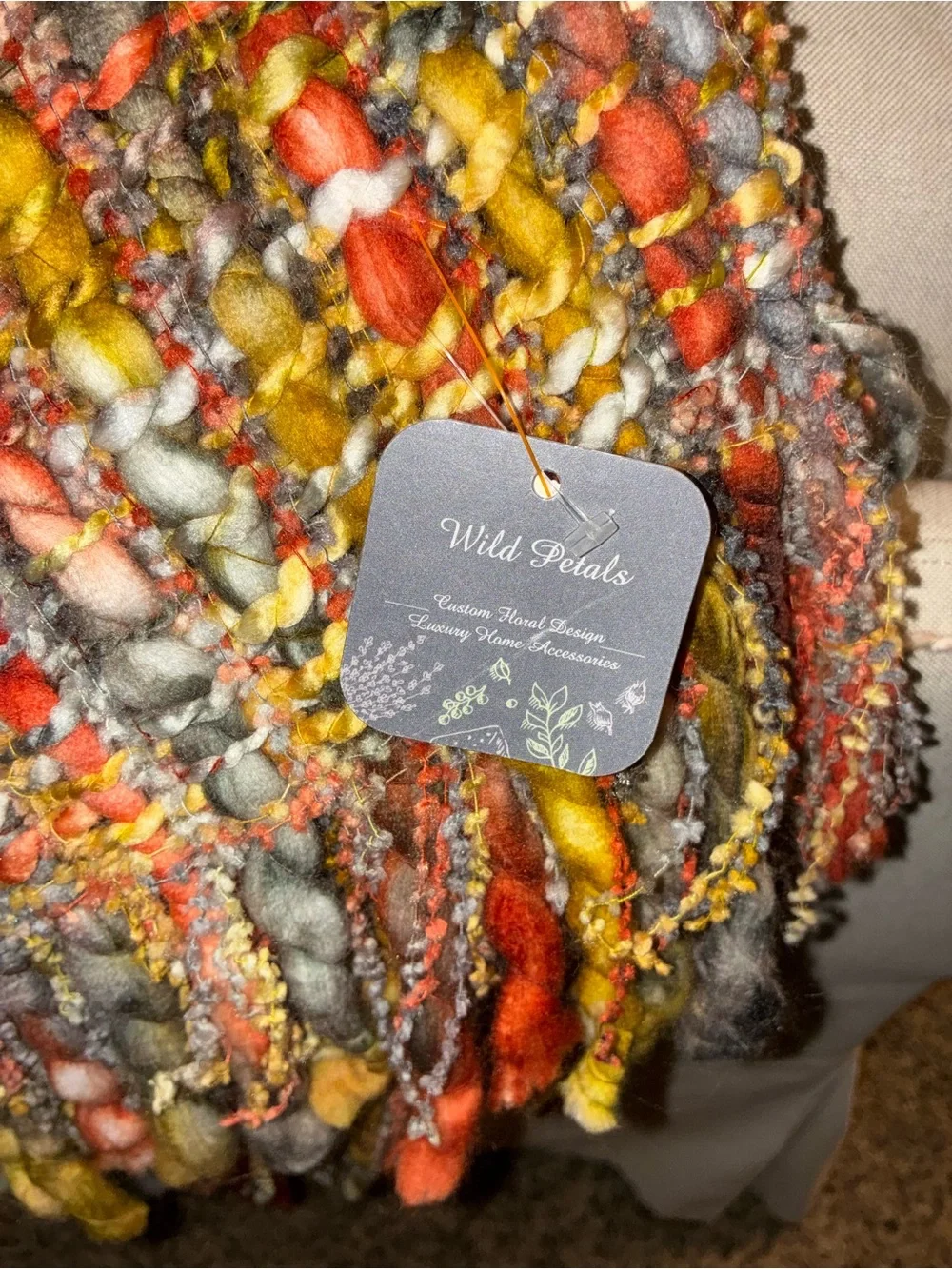 NWT Wild Petals Chunky Fringed Throw Fall Colors
